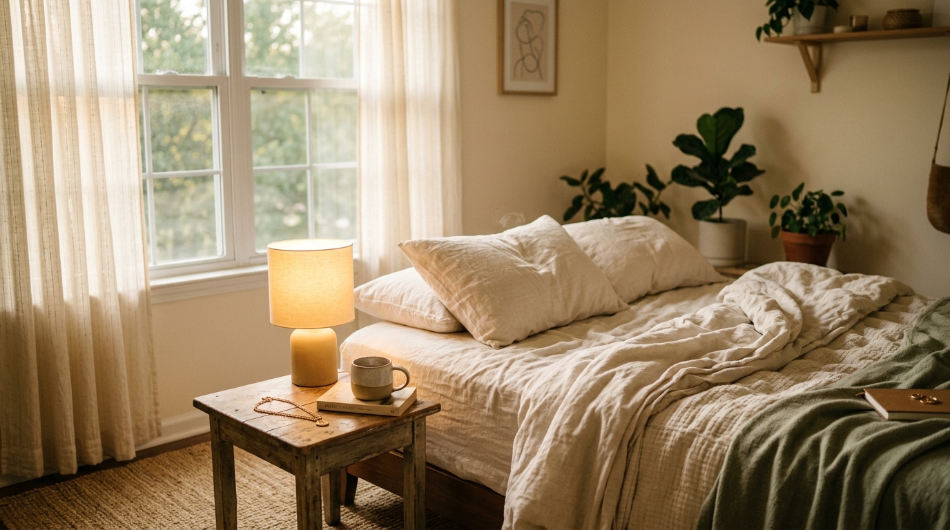 Woman resting peacefully on couch in soft natural light, illustrating why rest doesn't feel restful without restoration